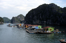 En el puerto de Cat Ba se concentran diversas viviendas flotantes